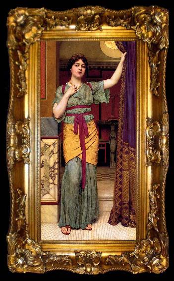 framed  John William Godward Pompeian Lady, ta009-2